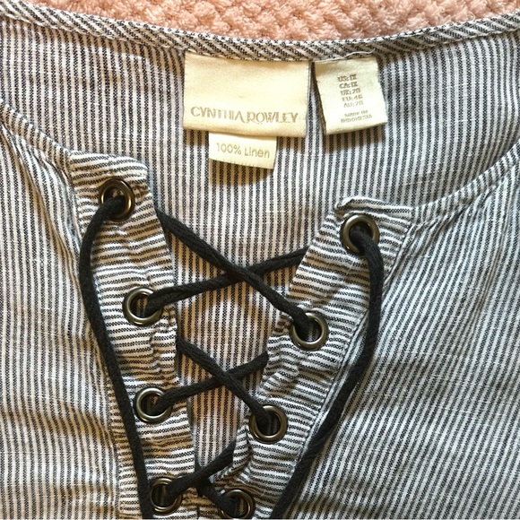 Cynthia Crowley 100% Linen Tunic Sz 1X Beach, Boho, Nautical, Resort wear. - Picture 3 of 4